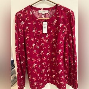 NWT hot pink LOFT blouse